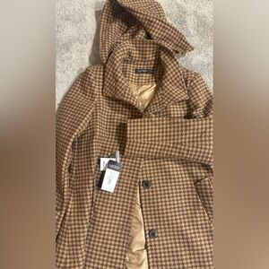 Ralph Lauren Tan Houndstooth Pea Coat